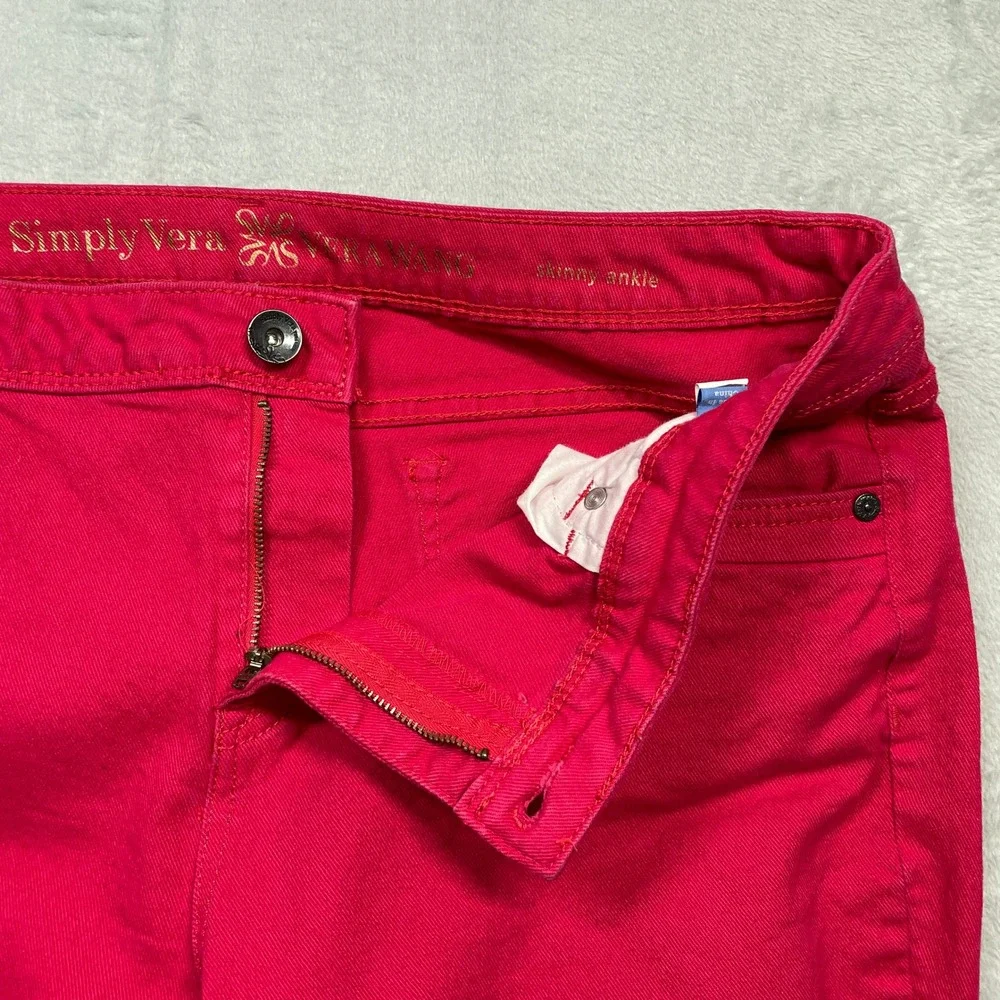 Simply Vera Vera Wang Pants Womens 16 Pink Skinny Ankle Mid Rise Stretch Slim